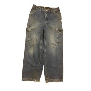 Faded Glory Blue Vintage Y2K Wide Leg Cargo Men Jeans Sz 30